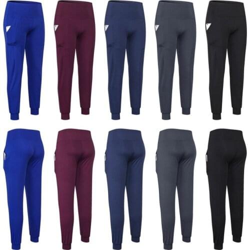 Womens Sports Trousers High Waist Yoga Loose Leisure Training Quick-drying Elastic Fitness Running Beam Pants3va