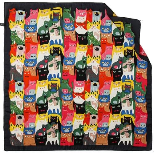 2021 fashion cat pattern printed silk scarf ladies luxury all-match 70*70cm silk scarf gift Muslim ladies sunscreen Hijab