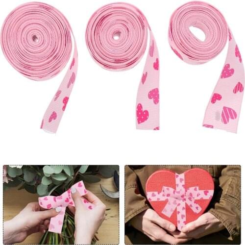 1/3 Rolls Valentines Day Ribbon Roll Heart Pattern Decorative Gift Wrapping Belt For Party Wedding Ribbon Bow Crafts DIY