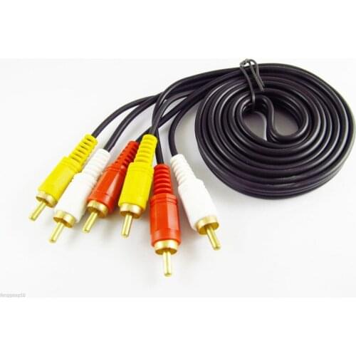 1pcs 5FT 10FT 3 RCA Male (L+R+V) To Male Composite Extension AV Audio Video DVD Cable Gold