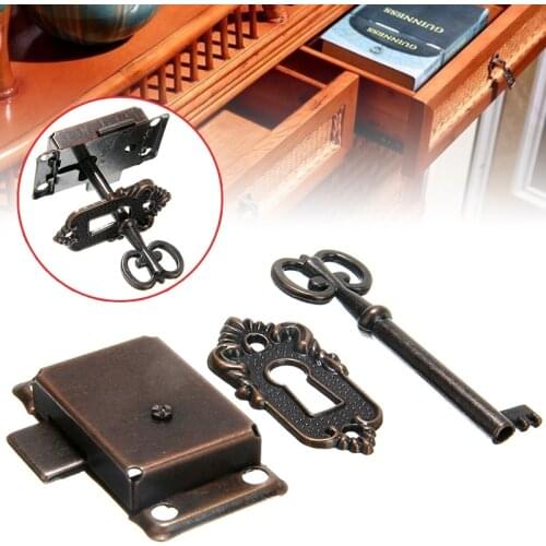 1PC Antique Lock Drawer Cabinet Cabinet Door Lock Set with Key Wardrobe Cupboard Lock for Furniture Kitchen Replacement