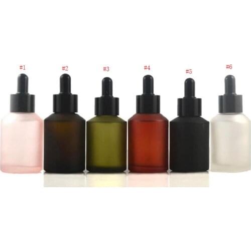 100PCS 60ml Luxury empty matte frosted cosmetic packing glass dropper bottle with Black Pipette for oil SN428