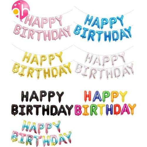 13Pcs Multi Happy Birthday Letter Script Balloons Foil Balloon Globos Balony Anniversaire Baby Shower Wedding Party Supplies