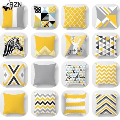 45x45cm Yellow Striped Pillowcase Geometric Throw Cushion Pillow Cover Printing Cushion Pillow Case Bedroom Office