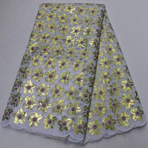 5yards/pc) high quality elegant African organza lace hand cut lace fabric with sequins embroidery for party dress OP85