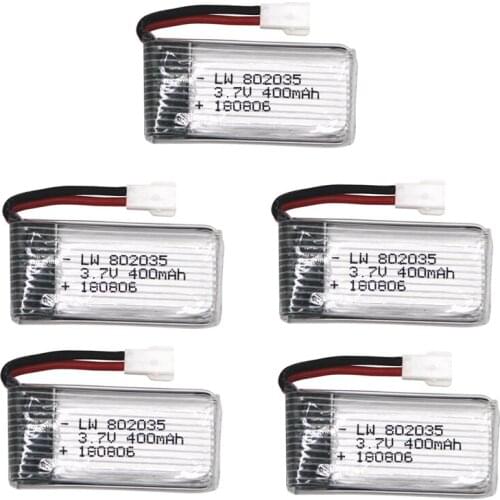 5PCS 3.7V 400mah Lipo Battery For H107 H31 KY101 E33C E33 U816A V252 H6C RC Quadcopter parts 802035 30C Lipo Battery 3.7