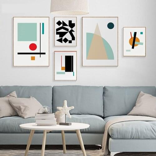 Abstract Geometry Poster Circle Triangle Line Cross Print Wall Art Abstract Canvas Painting Modern Room Decoration Picture