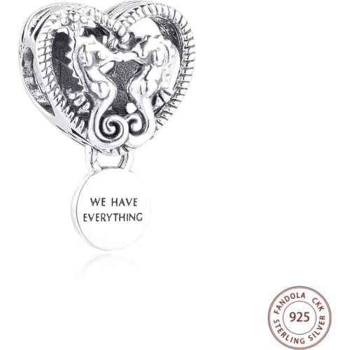 Openwork Seahorses Heart Charms S925 Sterling Silver Beads Fits Pandora Bracelet 925 Original Charmsy Women Jewelry Gift