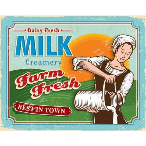FARM FRESH MILK LARGE METAL TIN SIGN POSTER WALL PLAQUE
