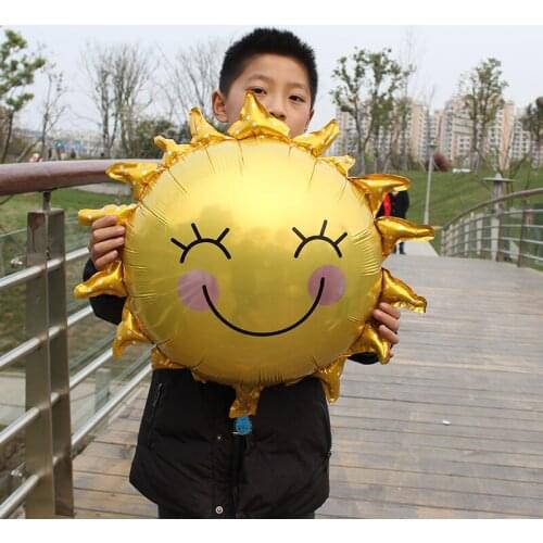 Large Sun Flower Foil Balloons Smile Sunshine Aluminum mylar Balloon Birthday Decoration 1pcs/lot