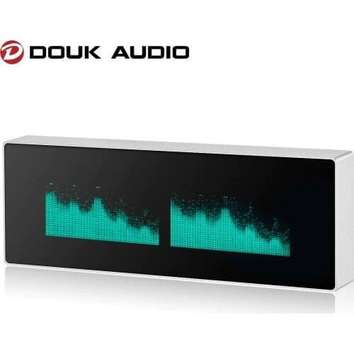 Douk Audio Stereo VFD Music Spectrum Sound Level Indicator Display Home Decor Clock Microphone+Line Audio VU Meter Dot Matrix