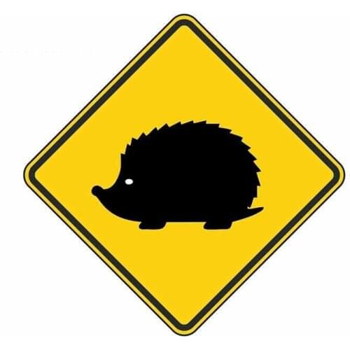 Hedgehog Warning Car Stickers Caution Yellow Hunting Forest Gun Hunt Graphic Decals Auto Bumper Decal PVC,13cm*13cm