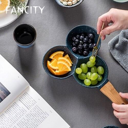 FANCITY Creative Japanese-style handle fruit bowl ceramic simple personality household division seasoning condiments dessert