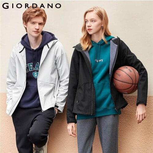 Giordano Men Jackets Fleece-lined Raglan Sleeves Hooded Jaqueta Masculino Medium Thickness Velcro Cuffs Veste Homme 01079731