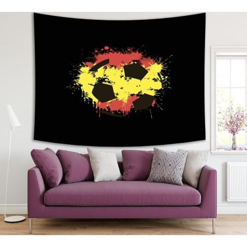 Tapestry Soccer Ball Painted NVI The Colors Flag Of Yellow Red Black Artistic Illustration