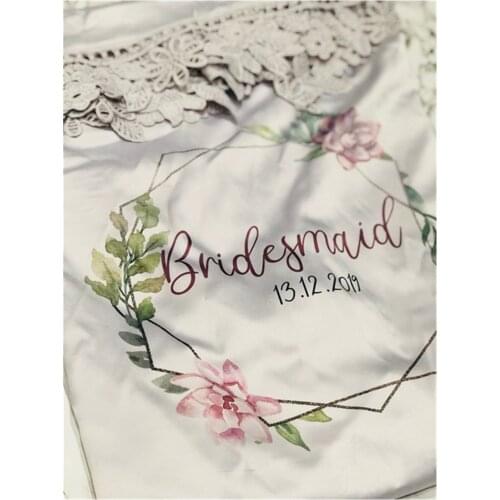 Personalized floral Lace bridal robe silky wedding Dressing Gown flower girl robes Christmas Gift bridesmaid proposal kimonos