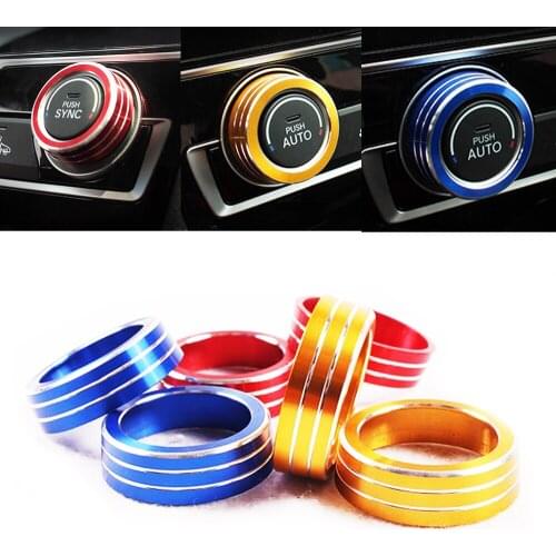 JEAZEA 2pcs Aluminum Alloy AC Switch Button Cover Air Condition Climate Control Ring Knob Trim for Honda For Civic 2016 2017