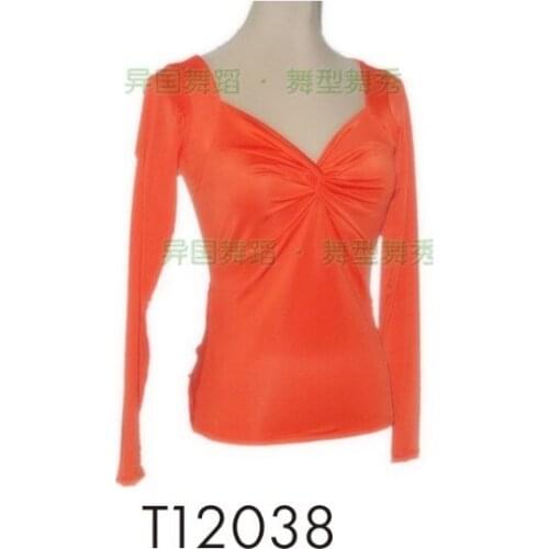 Latin dance cross collar acrobatics costume long sleeve blouse gauze sleeve T12038