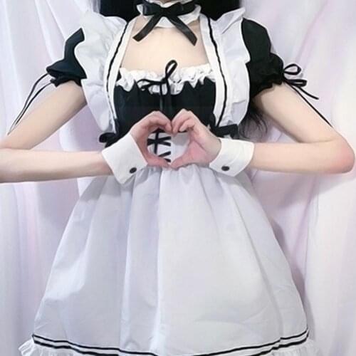 Maid Costume Cosplay New Black And White Japanese Anime Cosplay Lolita Lolita Costume Dress I7P0