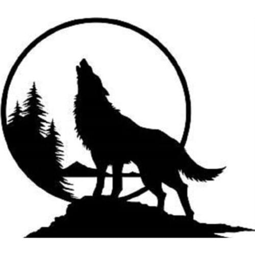 15*13cm Handsome And Cool Stickers WOLF HOWLING AT THE MOON TREES scenery Vinyl Decal Sticker Car Truck Decor Car Sticker
