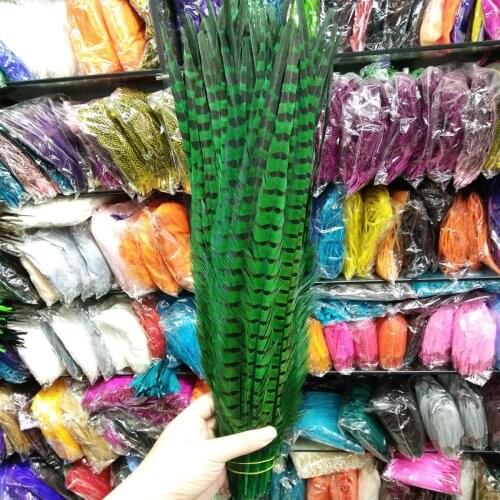 Beautiful 22-24inches/55-60cm 100 Pcs Green Pheasants Feathers Stage Performances Wedding Decoration Accessories