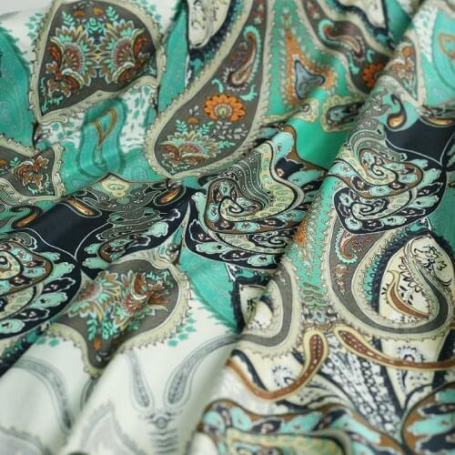 Red Raspberry 12momme Paisley Printed Crepe De Chine Silk Garment Materials Summer Women Dress Sewing Clothe Freeshipping