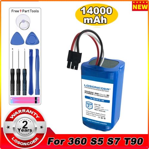 LOSONCOER Battery 3000mah Robot Vacuum Cleaner Battery For 360 S5 S7 T90 X90 Robotic Vacuum Cleaner Spare Parts Battery