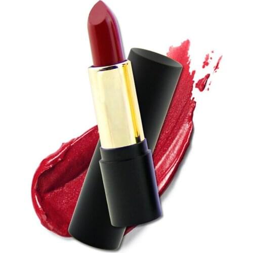 Matte Lipstick Black Round Tube Waterproof Nude Color Long Lasting Cosmetics Private Label Makeup