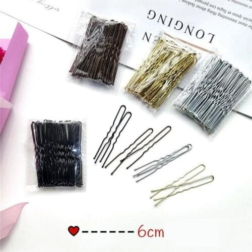 50 Pcs/Bag 6cm U Shaped Alloy Hairpins Waved Hair Clips Simple Metal Bobby Pins Barrettes Bridal Hairstyle Tools Hair Pins