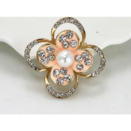 OneckOha Fashion Pearl Flower Brooches Rhinestone Enameled Brooch Pin Apparel Accessories Birthday Gift