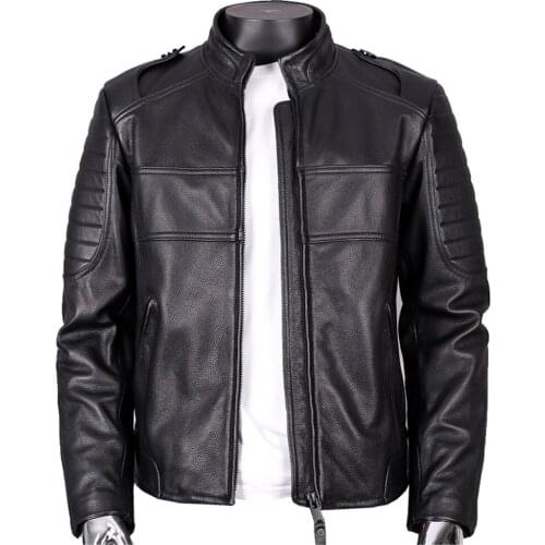2022 New Winter Cow Leather Mans Jacket Fashion Biker Mans Genuine Leather Coat Winter Windbreaker European and American Style