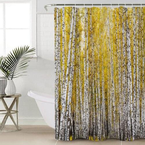 Aspen Trees Autumn Woods Shower Curtain Bathroom Decorative Waterproof Polyester Fabric Curtain for Bathroom