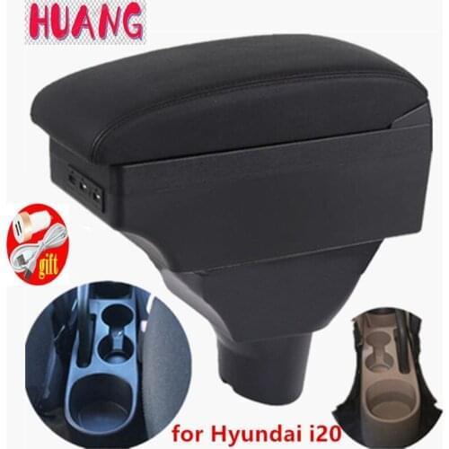For Hyundai I20 Armrest 2009-2018 Interior Parts special Retrofit parts Car Armrest box Center Storage box USB LED