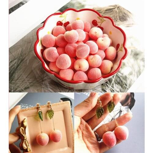 10pcs DIY Jewelry Accessory Soft Cute bubble Pink Peach Charms Cute Fruit Peach Resin Pendants Girls Bracelet Earring Floating