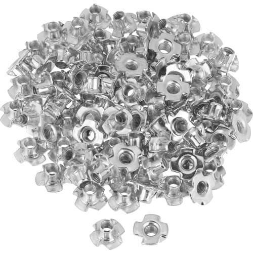 Dropshipping 100pcs/Set T Nut Zinc Plated Carbon Steel T Nut Four-Pronged Tee Nuts For Woodworking Furniture