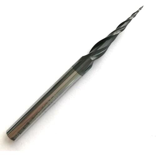 Tip radius=0.25mm hrc55 R0.25*D6*30.5*75L*2F Tungsten carbide Coated Tapered Ball Nose End Mills taper and cone endmills