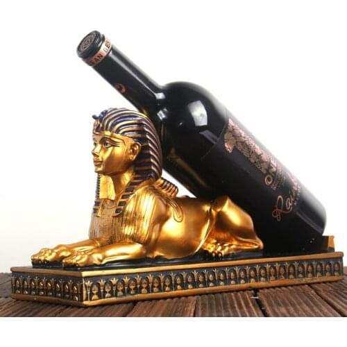 RETRO EGYPTIAN SPHINX WINE RACK STATUE WINE BOTTLE STORAGE ORGANIZER RESIN CRAFTWORK WINE HOLDER HOME DECOR L3071