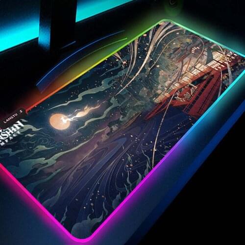 Genshin Impact Gamer Led Accessories Computer Mousepad Speed Carpet Mouse Rgb Mouse Pad Xl Mousemat Anime Mat Game Mats for Mice