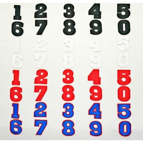 T-N Blue Color Embroidered Iron on Number Digital Patches T-Shirt Shoes Stripes Motif Applique DIY Cloth Hole Repair Decoration