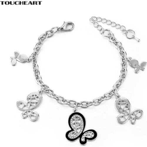TOUCHEART New Fashion Gold Butterfly Shape Charm Bracelet & Bangle For Women Luxury Brand New Jewelry Crystal Bracelet SBR160321