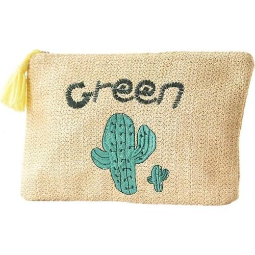 Women Daily Clutch Bag INS Popular Female Cactus Handbag Summer Beach Tassel Ladies INS Popular Knit Bags Holiday Weave SS3153