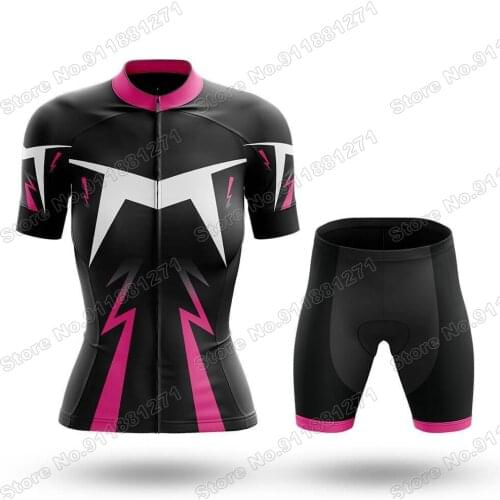 Pink Lighting Women Cycling Clothing Bicycle Jersey Set Female Girl Cycle Casual Wear Road Bike Short Pant Pad Ropa Ciclismo