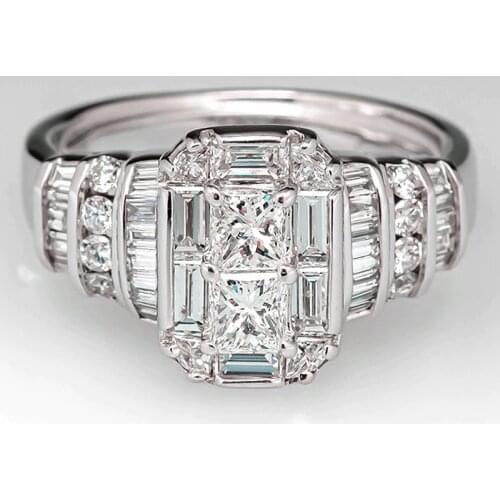 Huitan Hyperbole Style Ring Women Full AAA Cubic Zirconia Gorgeous Female Cocktail Party Finger-ring Silver Color Luxury Jewelry