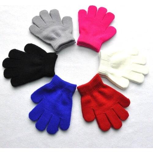 1 Pair Children Winter Knitted Glove Girl Boy Stretchy Knitted Warm Full Finger Gloves Children Candy Color Cute Gloves
