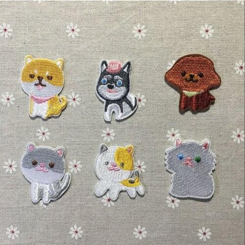 100pcs/lot New Cute Cartoon Full Embroidered Cloth Iron on Patches Puppy Dog Small Animals Decorative DIY Sewing Accessories