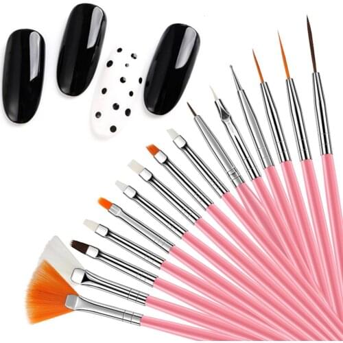 New 15Pcs Nail Art Hook Line Dotting Drawing Pen Polish Makeup Brushes Manicure Tool