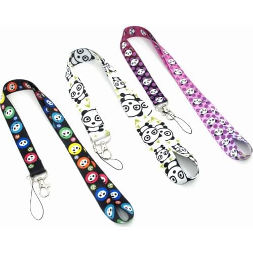 200pcs Cartoon Lanyards Cute Panda Neck Long Lanyards for Mobile Phone Accessories Wholesale Cell Phone Charm Strap for ID Card