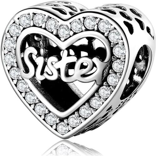 2021 Hight Quality 925 Sterling Sliver Hollow Out Sister Beads Fit Original European Charm Bracelet Female Jewelry