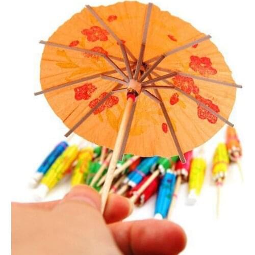 30pcs Drink Fruit Cake Sticks Mini Umbrella Paper Cocktail Parasols Umbrellas Wedding Decoration Birthday Party Supplies