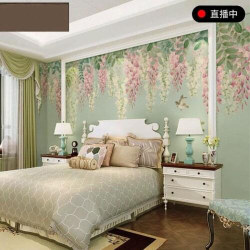 3D Nordic simple Wisteria TV background wall living room private cinema small fresh wallpaper bedroom creative mural Waterproof